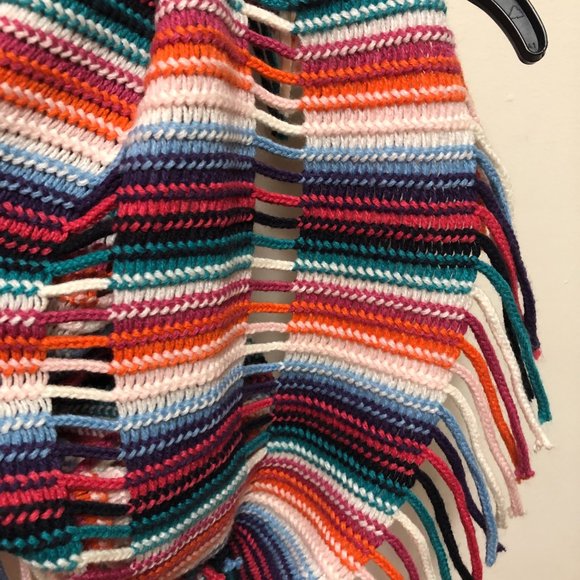 Multi-colored Striped Infinity Scarf with Tassels - Echo - Picture 3 of 5